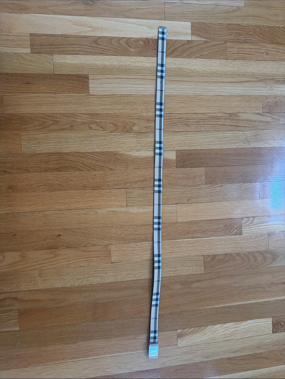 Burberry Beige and Black Check Skinny Belt